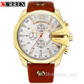 CURREN Watch 8176 Sport Chronograph Relógios masculinos de couro Top Band Relógio de pulso Big Dial Relógio de quartzo Relojes luminosos à prova d&#39;água